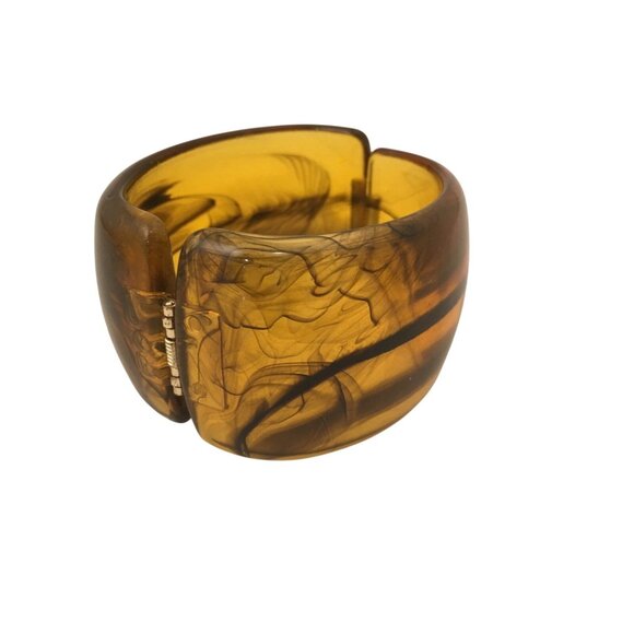 Plastic Vintage Jewelry Translucent Resin Cuff Bangle Hinged Bracelet - Picture 11 of 16